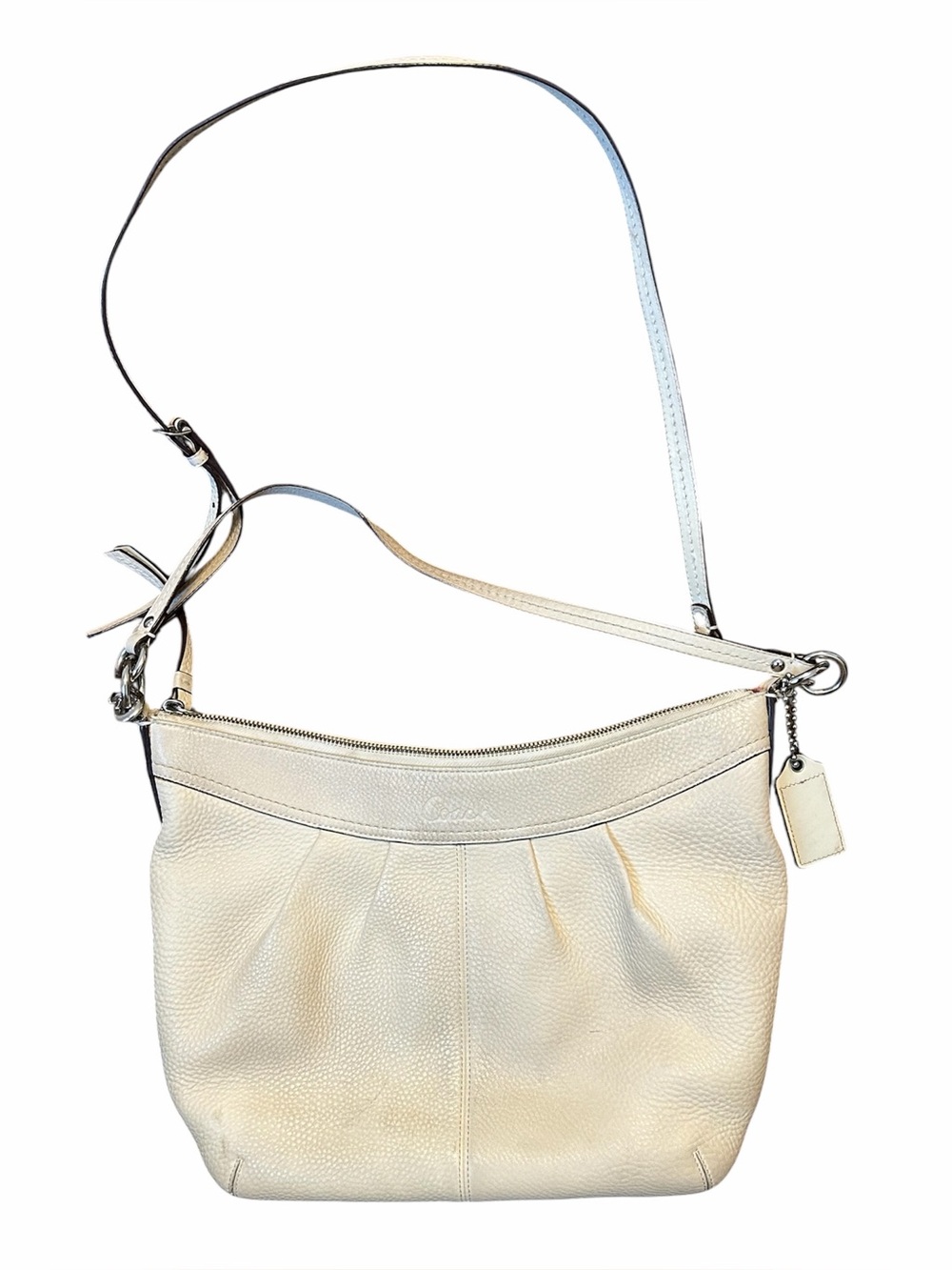 Coach cream pebbled leather hobo bag